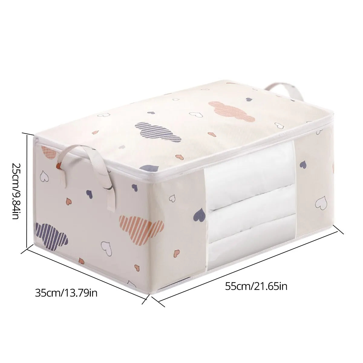 Large Capacity Clothes Storage Bag Organizer - Reinforced Handle for Blankets, Bedding - Foldable with Sturdy Zipper