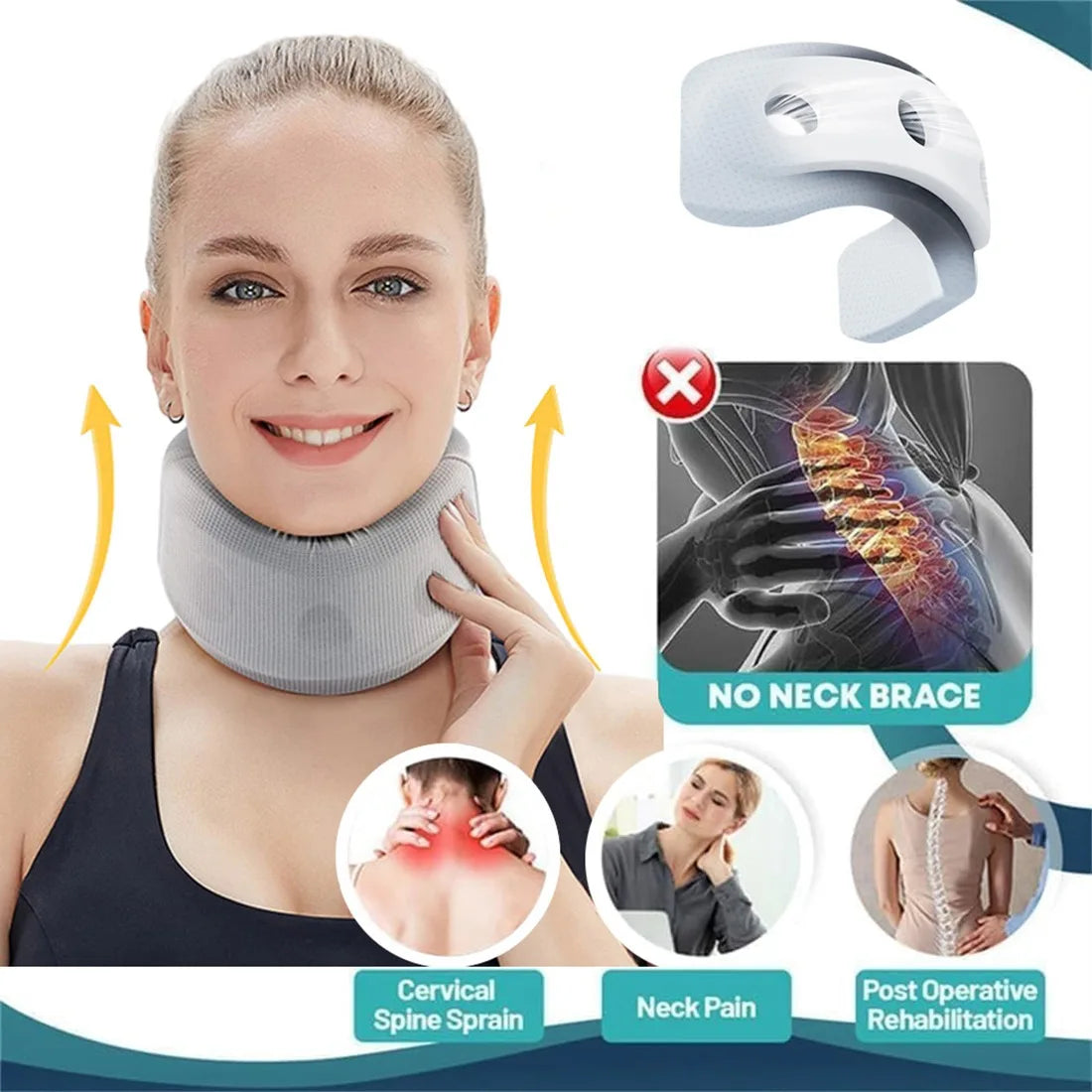 Soft Sponge Cervical Support Collar: Breathable Neck Brace for Comfortable Spine Support - Relief for Neck Pain