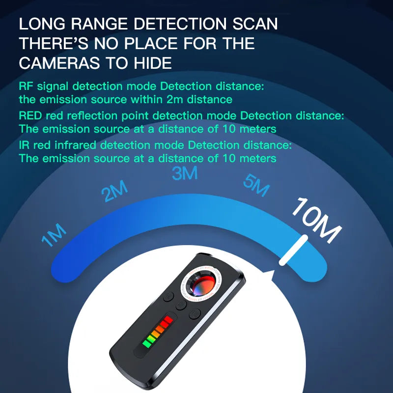 Professional Hidden Camera Detector - Anti-Spy Gadget with Wireless Signal, Car GPS, Infrared Search, Wiretapping, and Bug Mini Device Hunter