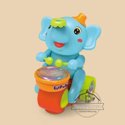 Musical Walking Elephant Drummer Toy with LED Lights - Sensory Learning Educational Toy for Kids