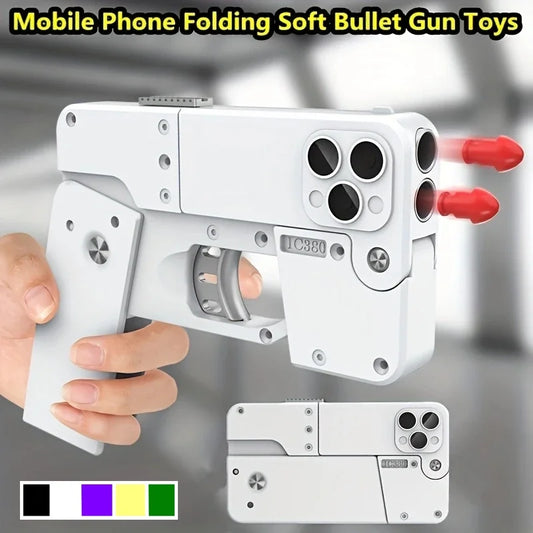 Foldable Mobile Phone Shaped Soft Bullet Gun Toy - Creative Pistol Toy for Kids and Adults