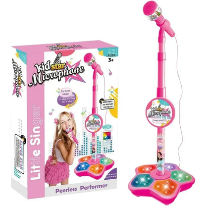 Kids Karaoke Machine with Microphone and Stand - Singing Musical Toy with Flashing Lights, Perfect for Boys and Girls Parties