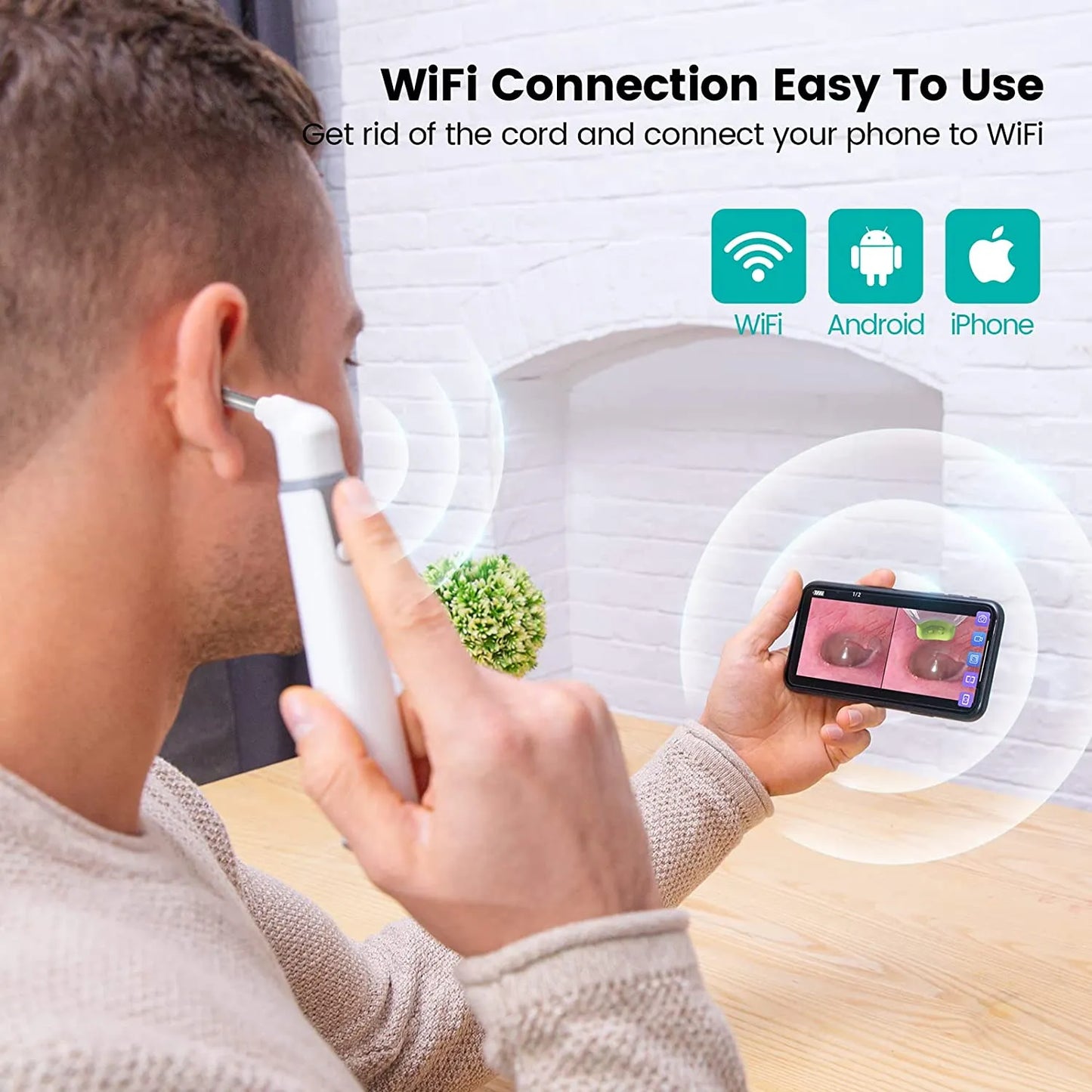 Explore Your Ears with the 3.9mm Wireless Otoscope Ear Camera - 720P HD WiFi Ear Scope with 6 LED, Perfect for Kids and Adults on Android and iPhone
