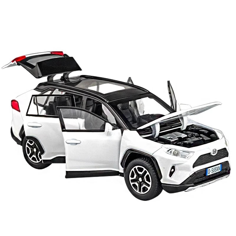 1:32 Scale 2023 RAV4 SUV Die-Cast Toy Car Model with Sound, Light, and Pull-Back Function - Perfect Collectible Birthday Gift for Children