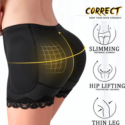 Padded Butt Lifter and Enhancer Underwear - Body Shaper Modeling Strap with Fake Hip Shapewear - Push Up Panties