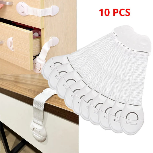 10-Pack White Child Safety Cabinet Locks - Babyproofing Drawer, Door, and Cabinet - Durable Plastic Locks for Enhanced Home Security