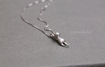 925 Sterling Silver Cute Cat Necklace and Pendant - Fashion Jewelry Gift for Women