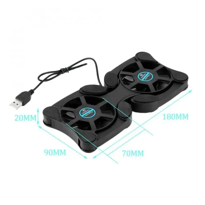 ICE COOREL Foldable Laptop Cooling Pad: USB Mini Double Fan Stand for Portable Notebook Radiator