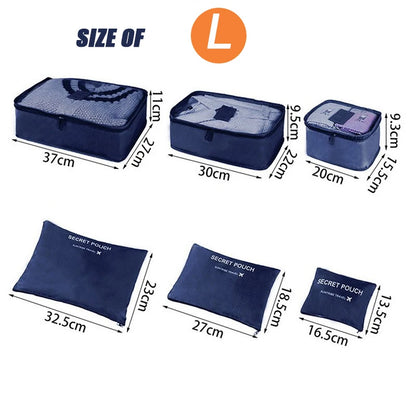 6-Piece Large Size Travel Organizer Set: Portable Suitcase Organizer for Clothes, Shoes, Makeup - Luggage Storage Bags"