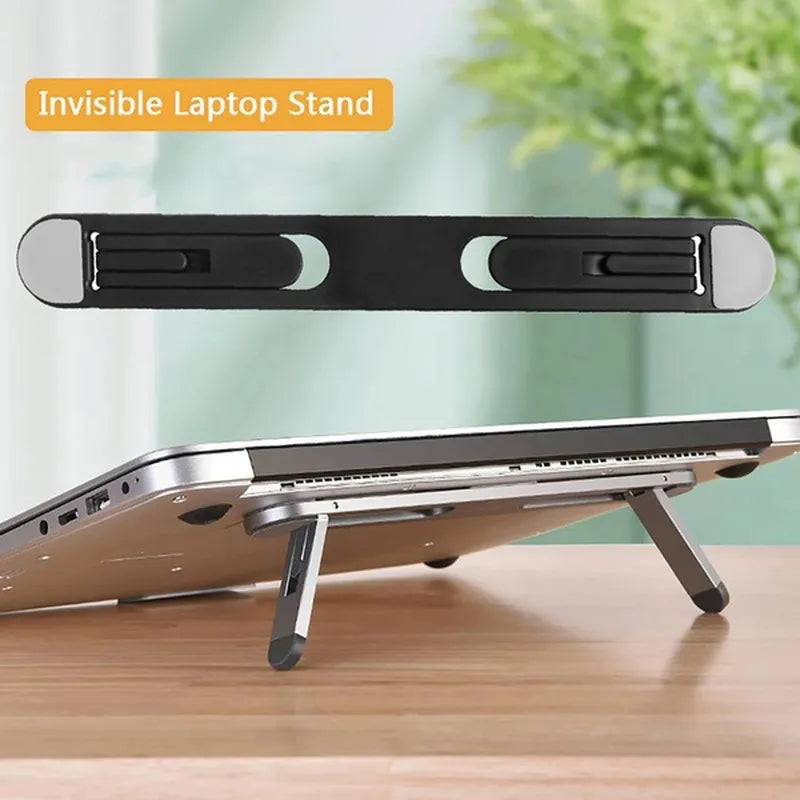 Universal Laptop Riser Stand - Cooling Pad Invisible Bracket for Macbook Pro 13/15, Air, Lenovo, Samsung Notebook - Ergonomic Stands