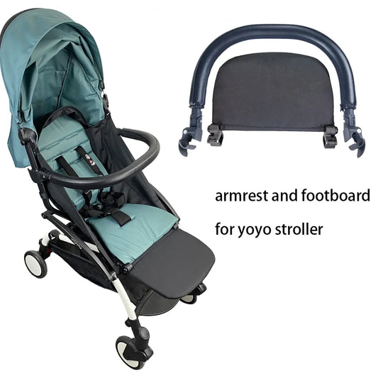 Baby Stroller Footboard & Leather Handle Bar: Premium Stroller Accessories for Babyzen Yoyo, Yoya, Babytime, Pram - Enhance Your Stroller Experience!