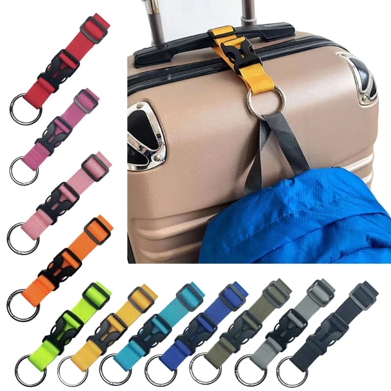 Luggage Straps for Suitcases | Metal Spring Clip | Adjustable Nylon Belts | Carry-On Bags Wheelbarrow Wear - Secure Travel Gear