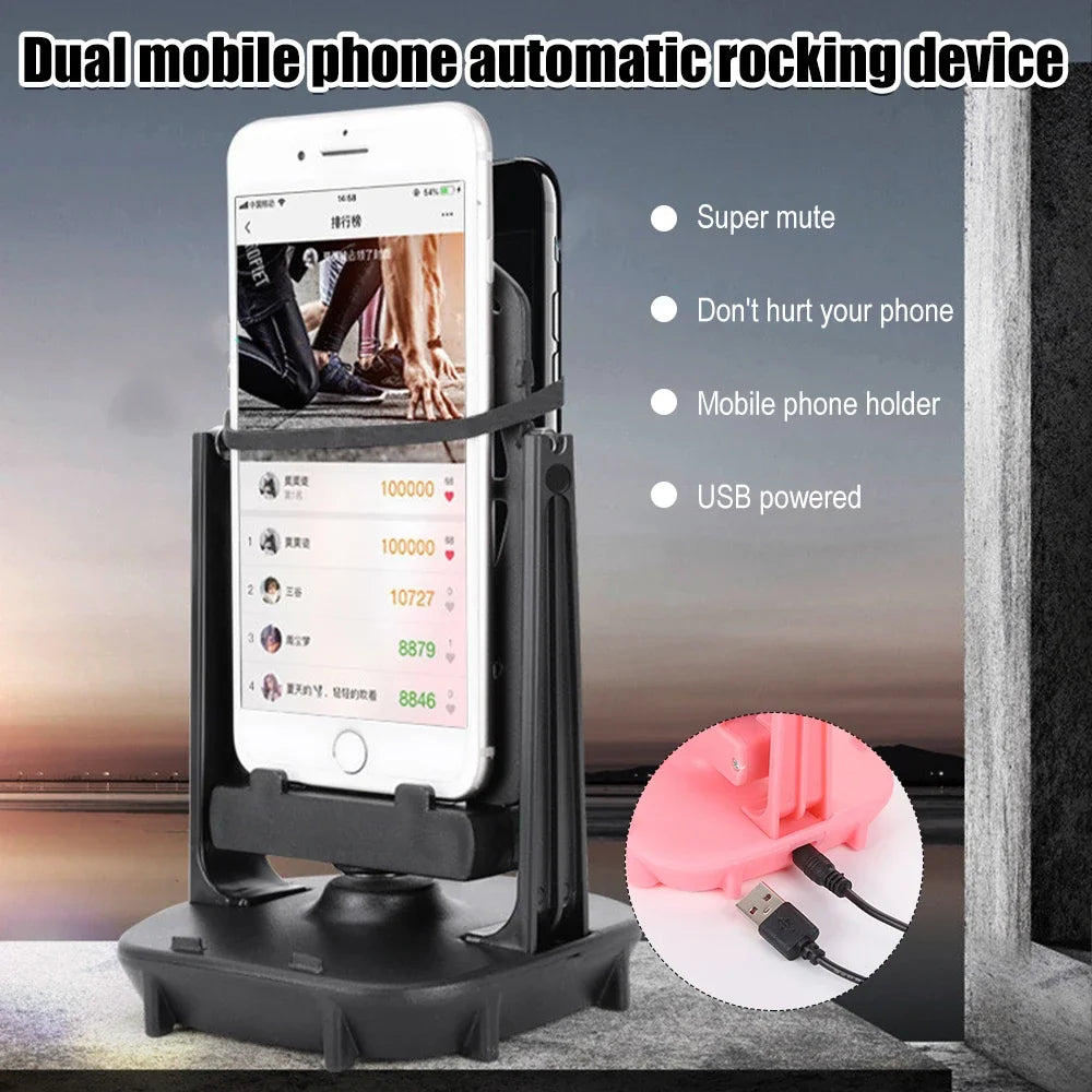 Desk Walking Swing Shaker - Mobile Phone Stand Holder with Pedometer Brush Stepper, Wiggler Counter for iPhone, Samsung, Xiaomi