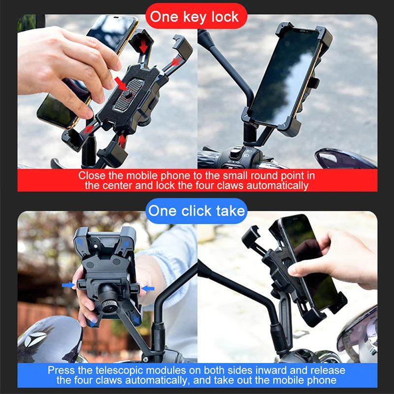 360° Rotatable Electric Bicycle Phone Holder - Non-slip Stand Bracket for iPhone, Xiaomi, MTB Bike, Moto Motorcycle Cycling