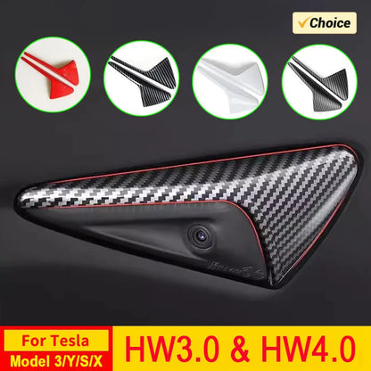 HW4.0 HW3.0 Side Camera Protector Cover: Highland Accessories for Tesla Model 3 Y S X - Turn Signal Fender Trim in ABS Carbon Fiber