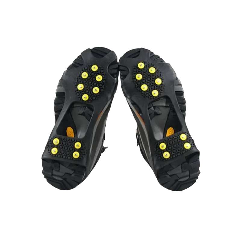 1 Pair 10 Studs Anti-Skid Snow Ice Climbing Shoe Spikes - Winter Ice Grips Cleats Crampons for Anti-Slip Shoe Cover