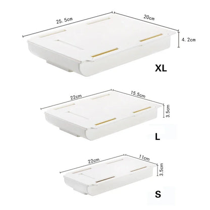 Hidden Storage Box | Self-Adhesive Desk Drawer | Plastic Table Holder for Sundries, Cosmetics & Stationery - Organizer