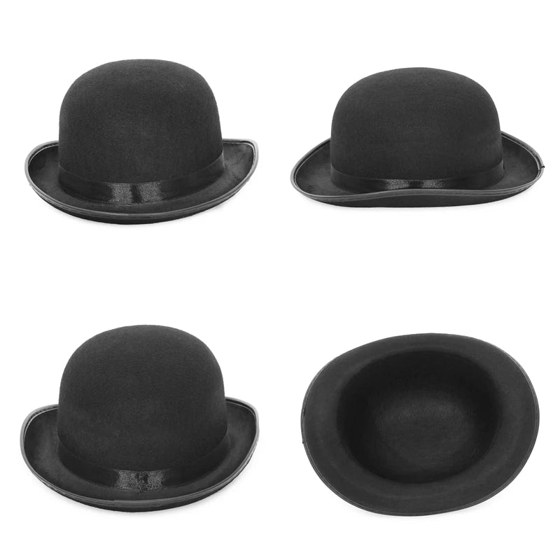 Halloween Magician Top Hat for Men and Women - Black and Red Gentleman Jazz Bowler Hat for Parties