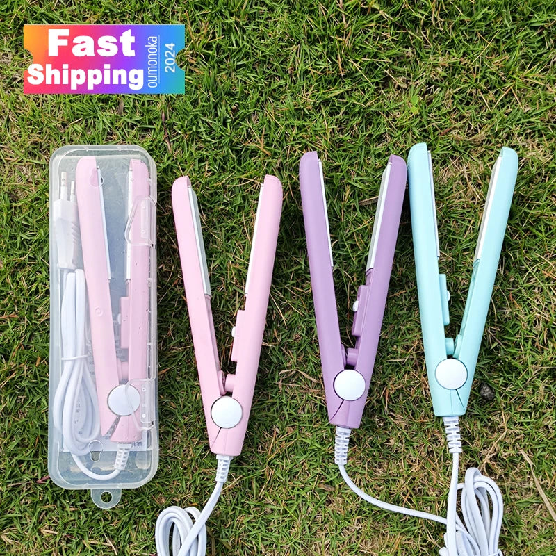 3-in-1 Hair Iron: High Quality Flat Iron Straightening Hot Comb, Mini Professional Hair Straightener & Curling Iron Styling Tools