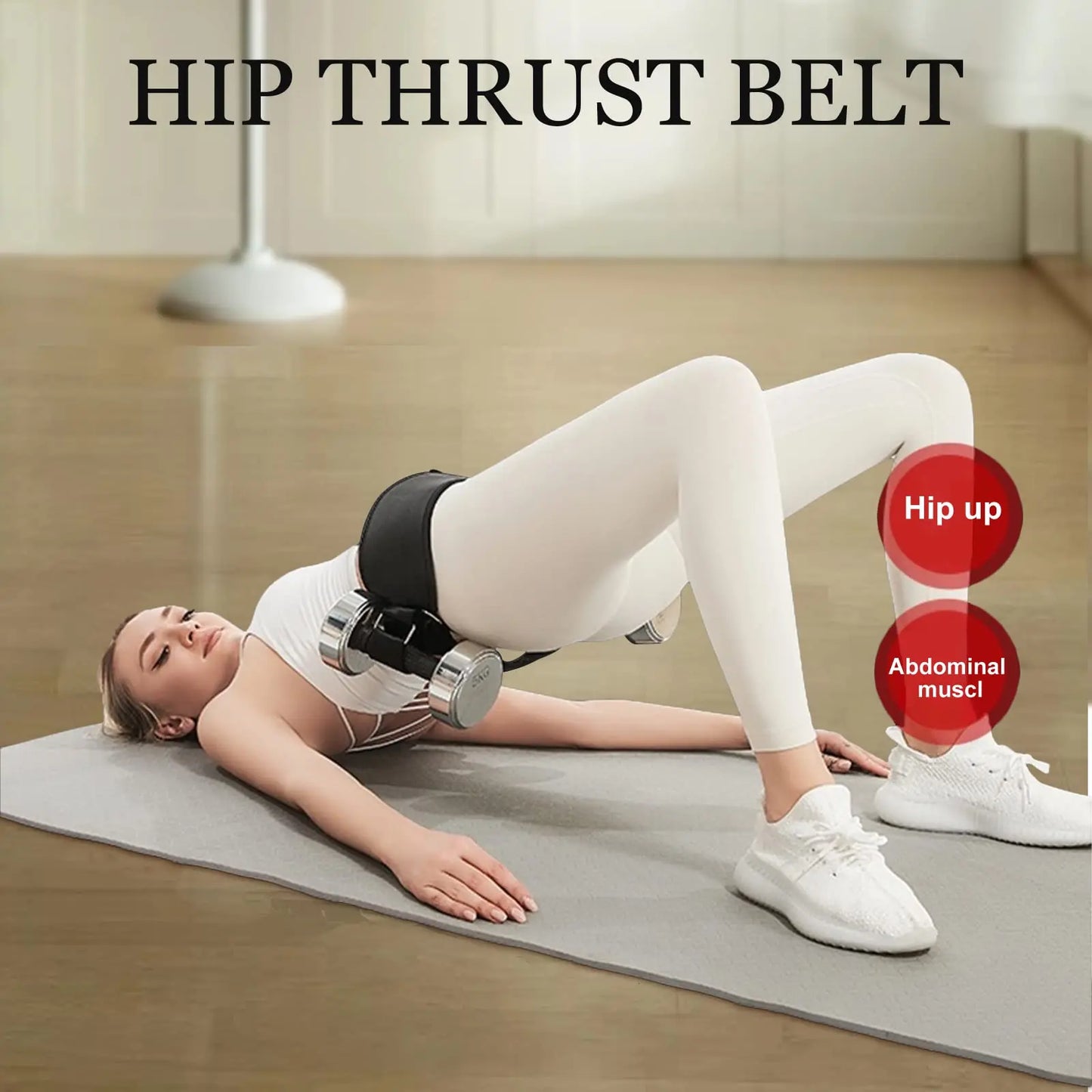 Hip Thrust Belt and Glute Bridge Pad - Home Gym Workout Equipment for Squats, Lunges, Bridges, and Dips with Dumbbells and Kettlebells