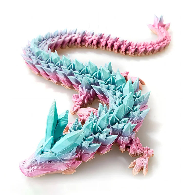 3D Printed Crystal Dragon Fidget Toy - Rotatable Articulated Figure in Radiant Colors, Available in 30/45/60CM