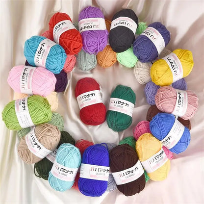 25g Soft Milk Cotton Knitting Yarn - Anti-Pilling 4ply Yarn for Crochet, Scarf, Sweater, Hat, Doll Craft - High-Quality Cotton Yarn