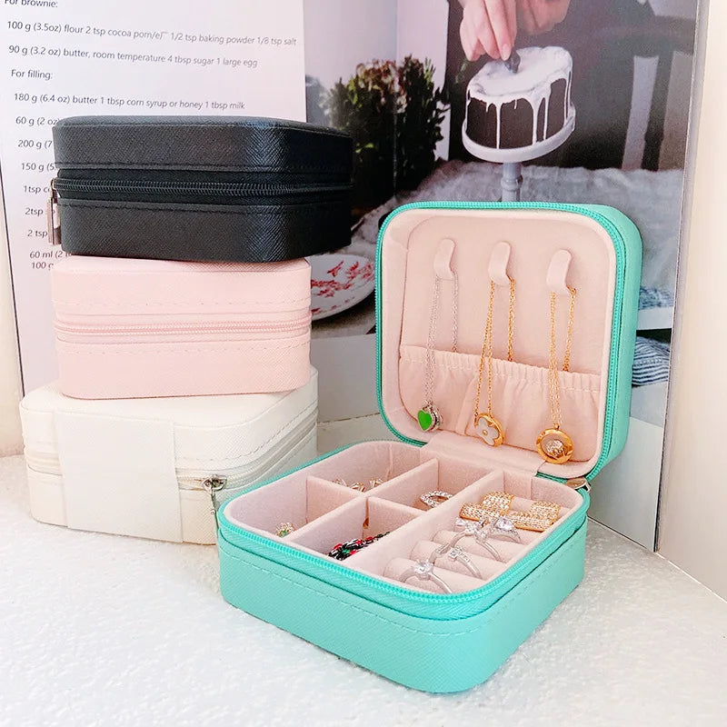 Organize Your Jewelry in Style: Korean Version Simple Ins Style Portable Jewelry Storage Box - New High-End Exquisite Large Capacity Travel Jewelry Bag