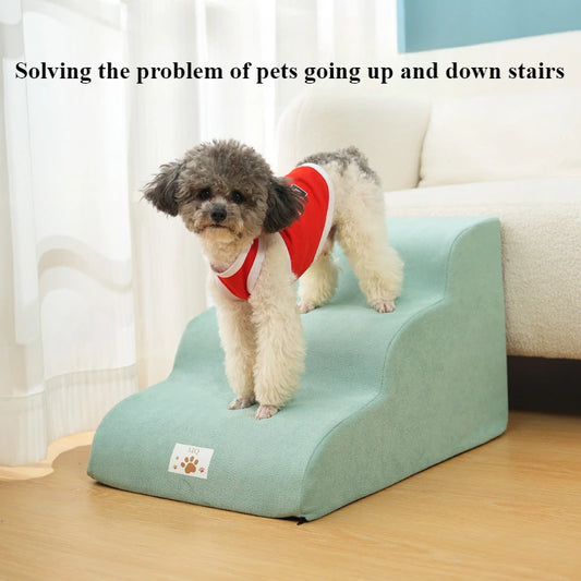 Pet 2/3-Step Stair Ramp for Dogs and Cats - Memory Foam Sponge, Removable and Washable, Training Pet Ramp for Sofa