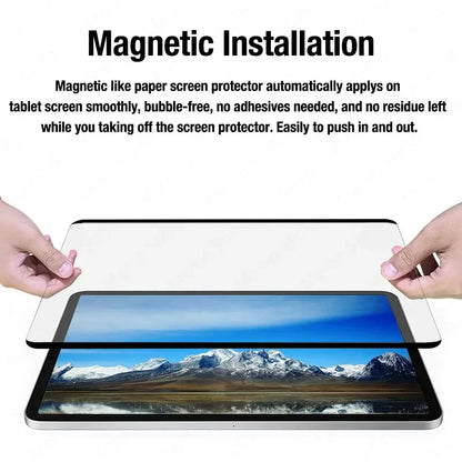 Paper-Like Magnetic Screen Protector for iPad 9/8/7/6/5, 9th Generation, 10" iPad Pro, 11"/12.9"/10.5"/9.7" Air, 5/4 Mini 6 - Reusable Film