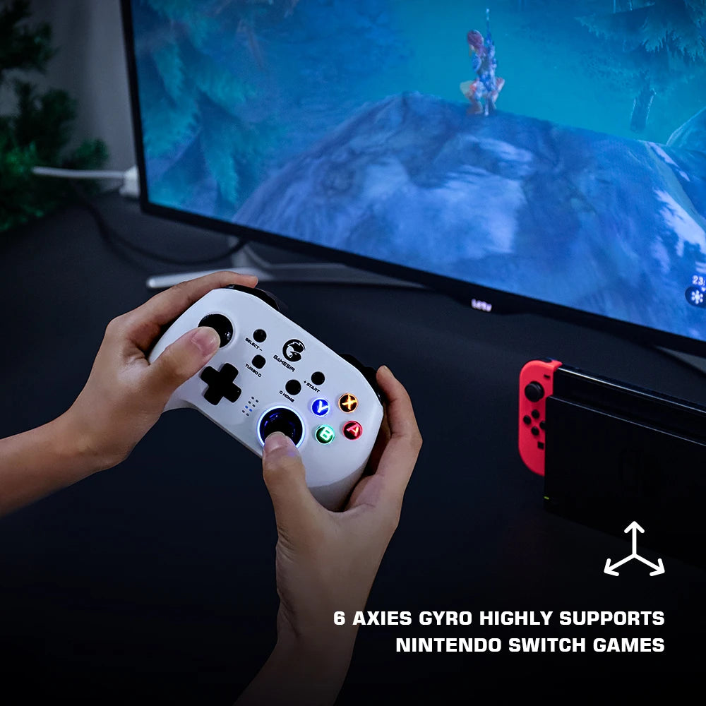 GameSir T4 Pro Wireless Controller – 2.4G Bluetooth Gamepad with 6-Axis Gyro for Nintendo Switch, Android, iPhone & PC , Joystick