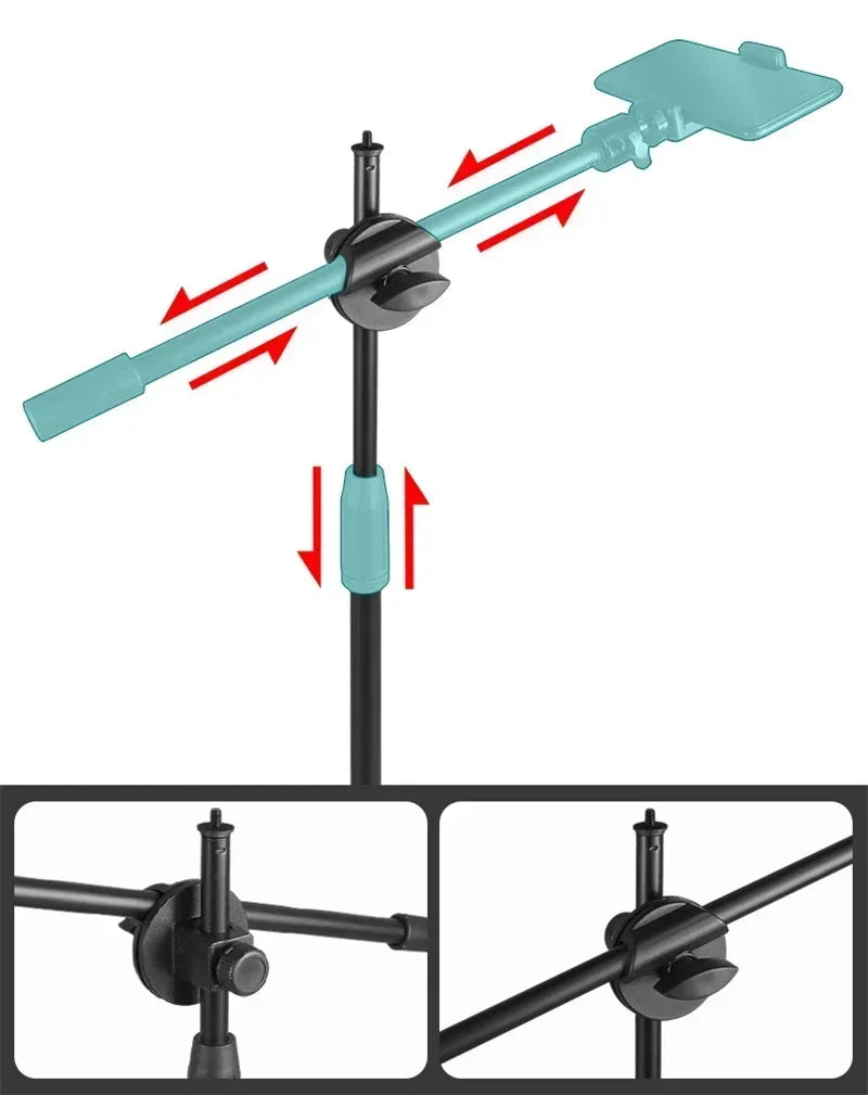 Horizontal Tripod for Phone, Smartphone Table Stand with Articulated Arm for Mobile Filming, Photography, and Content Creation