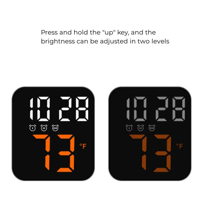 Voice Control LED Alarm Clock – Temperature Display, Night Mode, 12/24H, Anti-Disturb Function, Electronic Wall-Mounted Digital Clock