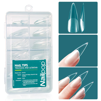 Nailpop 120pcs Acrylic Nails: Short Almond Coffin Square Fake Capsule - Artificial Nail Extension Soft Gel Tips with Accessories Tools