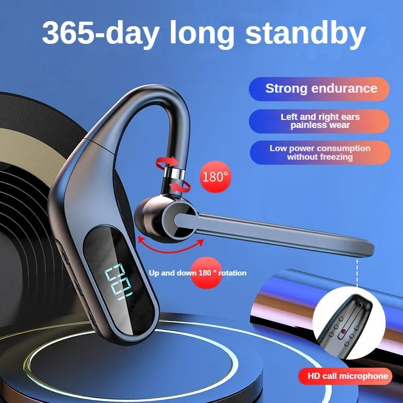 Clear Sound Quality: Kj12 Bluetooth Headset with Digital Power Display - Long Battery Life, Business In-Ear Comfort