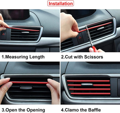 10Pcs 20cm Car Air Conditioner Outlet Decorative U Shape Moulding Trim Strips - Car Styling Door Edge Corner Protector