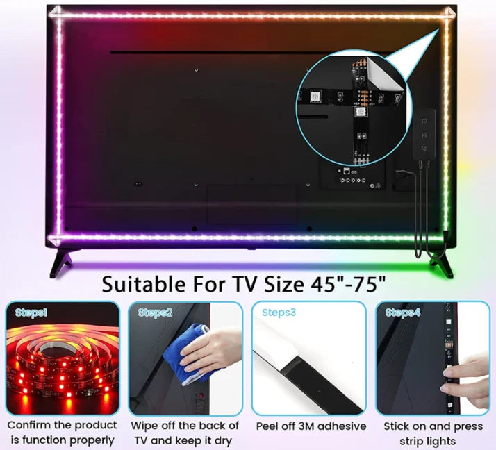 USB LED Night Light Strip - DC5V, SMD 3528, 50CM 1M 2M 3M 4M 5M Lengths, with USB Port for TV, PC, Laptop