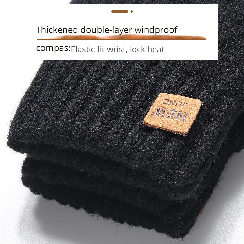 Fleece-Lined Touch Screen Gloves - Warm Black Cable Knit Fashion | Winter Accessories