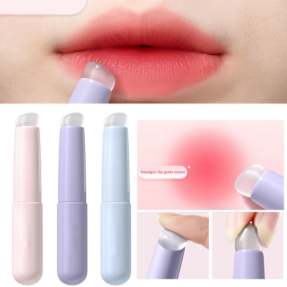 Q Soft Silicone Lip Brush with Dust Proof Cover: Round Head Lipstick Applicator - Multi-Use Eyeshadow Cosmetic Tool