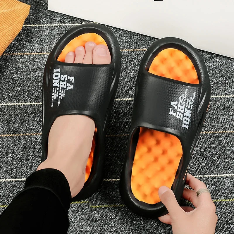 New Summer Men’s Massage Slippers - Indoor/Outdoor Sandals, Soft Sole Slides, Beach Casual Shoes, Flip-Flops