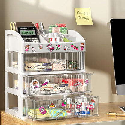 Drawer Style Transparent Storage Box - High-Capacity Desktop Organizer for Jewelry and Skin Care Products, Dustproof Clutter Solution