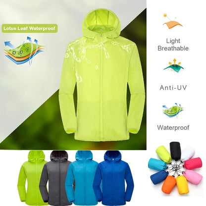 Unisex Camping Rain Coat - Waterproof Windbreaker Jacket with Sun Protection | Ideal for Fishing and Outdoor Activities