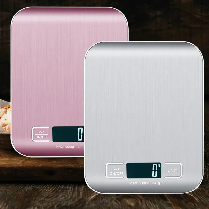 Rechargeable Kitchen Scale - LCD Display Stainless Steel Electronic Scales for Home, Jewelry, Food, Snacks Weighing, Baking Tools (5kg/10kg)