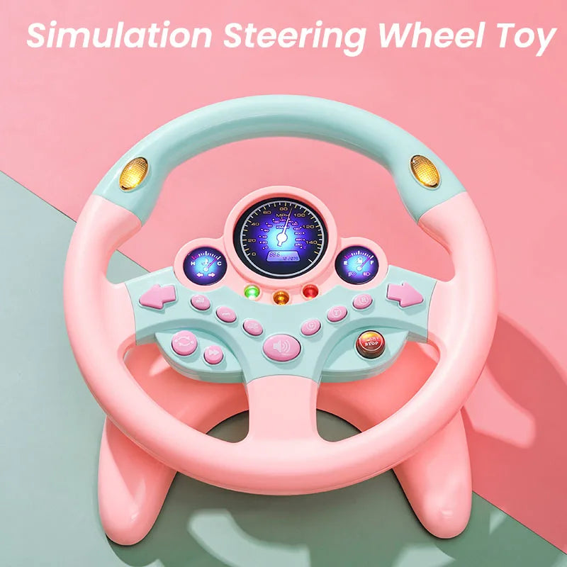 Infant Shining Electric Simulation Steering Wheel Toy: Early Educational Stroller Fun with Light, Sound, and Vocal Features