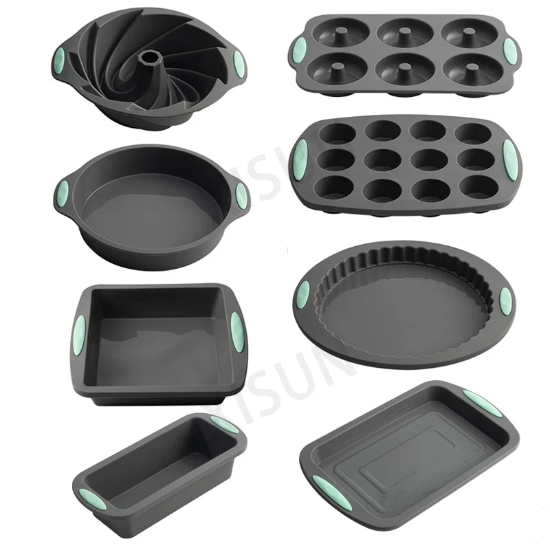 Heat Resistant Silicone Bakeware Set: Loaf Bread, Muffin, Donut, Cake Baking Tray - Oven Baking Pan, Silicone Cake Pan Set