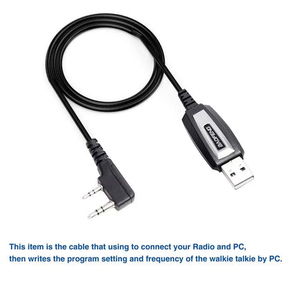 USB Programming Cable with CD for Baofeng UV-5R, 82, 888S, UV-S9PLUS, UV-13, 16, 17, 21 Pro, Quansheng UV-K5, 5R Plus - Walkie Talkie Radio