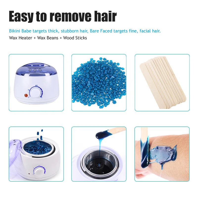 Hair Removal Waxing Kit: Wax Machine Heater and Beans Depilatory Epilator - Wax-melt Pot Paraffin Warmer Heating Machine