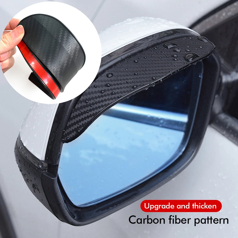 2PCS Car Rearview Mirror Rain Eyebrow - Carbon Fiber Sun Visor Shade Cover Protector for Clear Vision - Rain Car Mirror Accessories