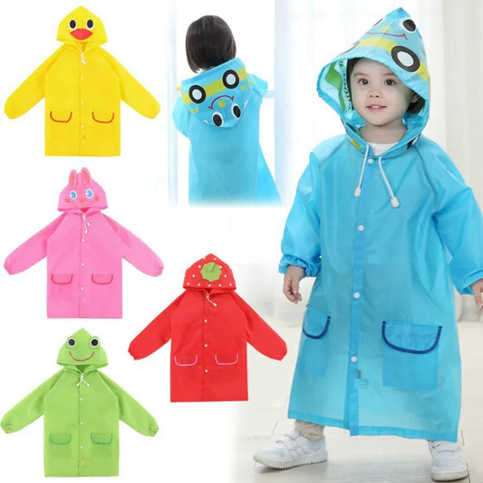 Kids Cartoon Raincoat - Animal Style Waterproof Rainwear for Children with Folding Design