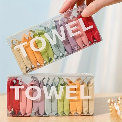 14pcs Disposable Washcloths - Portable Travel Towels, Thickened Compressed Face Cleansing Beauty Square Towels