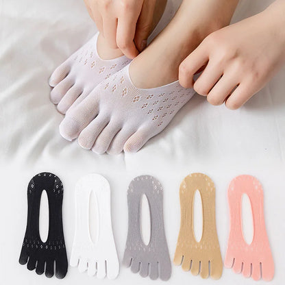 5 Pairs Women's Breathable Ultra-Thin Transparent Socks | Fingers-Free Elastic Boat Sox | Comfortable Invisible Boat Socks for Summer